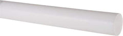 Made in USA - 6' Long, 1-1/4" Diam, PTFE (Virgin) Plastic Rod - White - Apex Tool & Supply