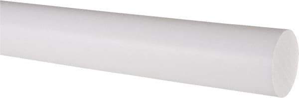 Made in USA - 5' Long, 1-1/2" Diam, PTFE (Virgin) Plastic Rod - White - Apex Tool & Supply