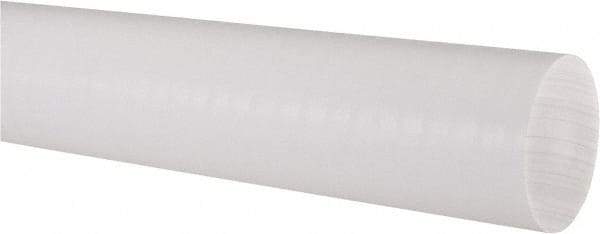 Made in USA - 2' Long, 2" Diam, PTFE (Virgin) Plastic Rod - White - Apex Tool & Supply