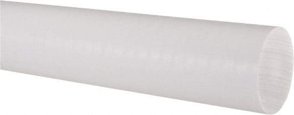 Made in USA - 4' Long, 2" Diam, PTFE (Virgin) Plastic Rod - White - Apex Tool & Supply