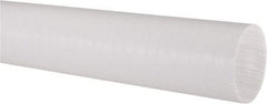 Made in USA - 4' Long, 2" Diam, PTFE (Virgin) Plastic Rod - White - Apex Tool & Supply