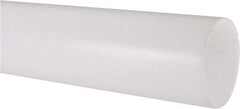 Made in USA - 1' Long, 2-1/2" Diam, PTFE (Virgin) Plastic Rod - White - Apex Tool & Supply