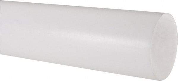 Made in USA - 2' Long, 2-1/2" Diam, PTFE (Virgin) Plastic Rod - White - Apex Tool & Supply
