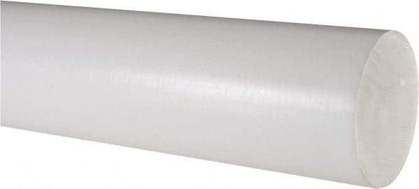 Made in USA - 3' Long, 2-1/2" Diam, PTFE (Virgin) Plastic Rod - White - Apex Tool & Supply