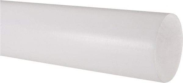 Made in USA - 4' Long, 2-1/2" Diam, PTFE (Virgin) Plastic Rod - White - Apex Tool & Supply