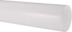 Made in USA - 4' Long, 2-1/2" Diam, PTFE (Virgin) Plastic Rod - White - Apex Tool & Supply