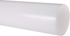 Made in USA - 3' Long, 3" Diam, PTFE (Virgin) Plastic Rod - White - Apex Tool & Supply