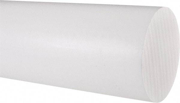 Made in USA - 1' Long, 3-1/2" Diam, PTFE (Virgin) Plastic Rod - White - Apex Tool & Supply