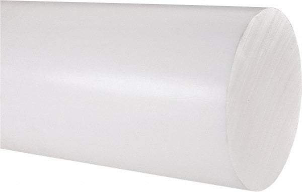 Made in USA - 1' Long, 4" Diam, PTFE (Virgin) Plastic Rod - White - Apex Tool & Supply