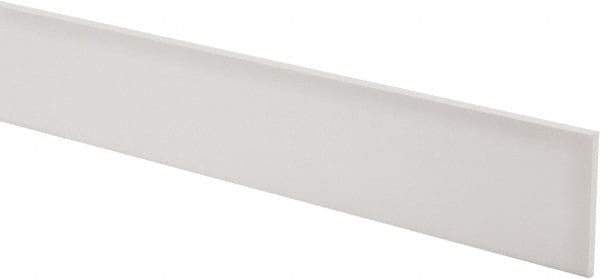 Made in USA - 3 Ft. Long x 2 Inch Wide x 1/8 Inch High, Virgin PTFE, Rectangular Plastic Bar - White, +/- 0.060 Tolerance - Apex Tool & Supply