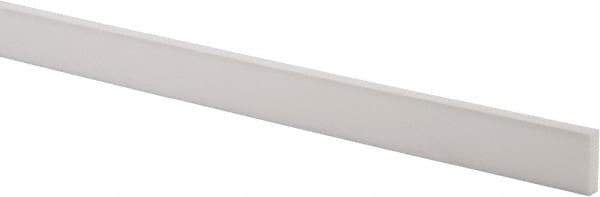 Made in USA - 2 Ft. Long x 1 Inch Wide x 1/4 Inch High, Virgin PTFE, Rectangular Plastic Bar - White, +/- 0.060 Tolerance - Apex Tool & Supply