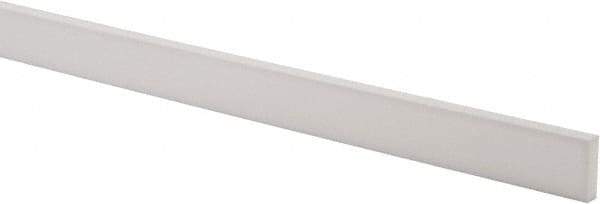 Made in USA - 3 Ft. Long x 1 Inch Wide x 1/4 Inch High, Virgin PTFE, Rectangular Plastic Bar - White, +/- 0.060 Tolerance - Apex Tool & Supply