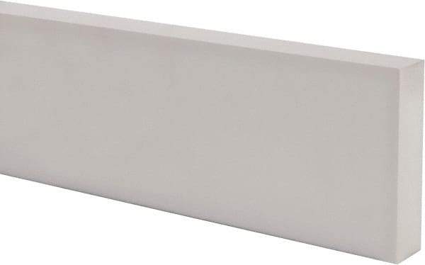 Made in USA - 1 Ft. Long x 4 Inch Wide x 1 Inch High, Virgin PTFE, Rectangular Plastic Bar - White, +/- 0.060 Tolerance - Apex Tool & Supply