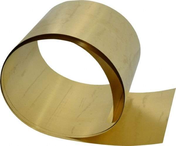 Made in USA - 5 Ft. Long x 6 Inch Wide x 0.005 Inch Thick, Roll Shim Stock - Brass - Apex Tool & Supply