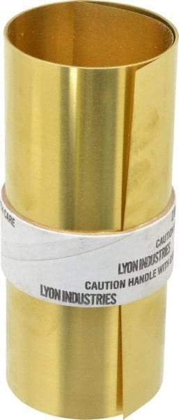 Made in USA - 5 Ft. Long x 6 Inch Wide x 0.007 Inch Thick, Roll Shim Stock - Brass - Apex Tool & Supply