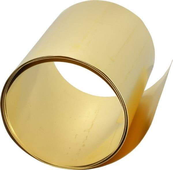 Made in USA - 5 Ft. Long x 6 Inch Wide x 0.01 Inch Thick, Roll Shim Stock - Brass - Apex Tool & Supply