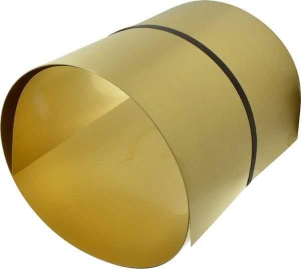 Made in USA - 10 Ft. Long x 12 Inch Wide x 0.015 Inch Thick, Roll Shim Stock - Brass - Apex Tool & Supply