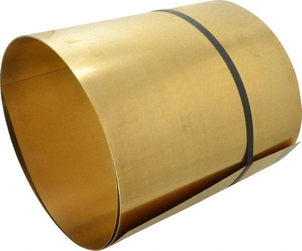 Made in USA - 10 Ft. Long x 12 Inch Wide x 0.02 Inch Thick, Roll Shim Stock - Brass - Apex Tool & Supply