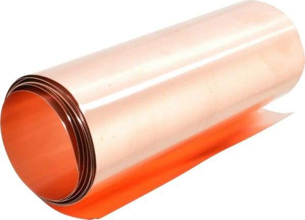 Made in USA - 4 Piece, 50 Inch Long x 6 Inch Wide x 0.001 to 0.01 Inch Thick, Assortment Roll Shim Stock - Copper, 0.001 to 0.01 Inch Thick - Apex Tool & Supply