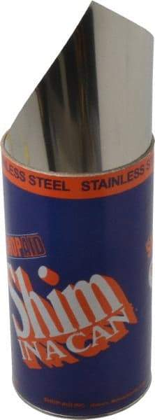 Made in USA - 1.25 m Long x 150 mm Wide x 0.05 mm Thick, Roll Shim Stock - Stainless Steel - Apex Tool & Supply