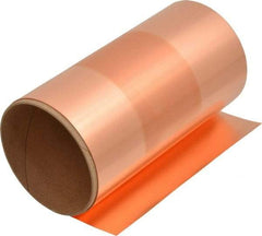 Made in USA - 100 Inch Long x 6 Inch Wide x 0.002 Inch Thick, Roll Shim Stock - Copper - Apex Tool & Supply