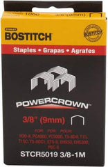 Stanley Bostitch - 3/8" Long x 7/16" Wide, 18 Gauge Crowned Construction Staple - Steel, Chisel Point - Apex Tool & Supply