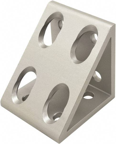 80/20 Inc. - 50mm Wide, Open Shelving 8 Hole Inside Corner Gusset - Aluminum, Clear Anodized Finish, 47mm Long, Use with 25 Series & Bolt Kit 75-3404 - Apex Tool & Supply