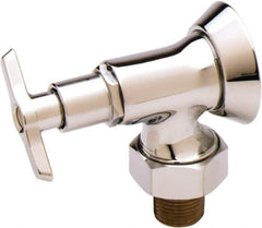 T&S Brass - Flange 1/2 Inlet, 125 Max psi, Chrome Plated, Chrome Plated Loose Key Stop - 1/2 NPT Outlet, Angle, Chrome Handle - Apex Tool & Supply