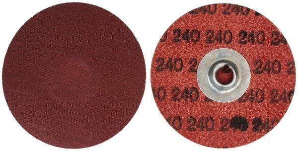 Merit Abrasives - 3" Disc Diam, 240 Grit, Aluminum Oxide Quick Change Disc - Type S Attaching System, Coated, Brown, 20,000 RPM, ALO Series - Apex Tool & Supply