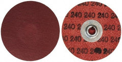 Merit Abrasives - 3" Disc Diam, 240 Grit, Aluminum Oxide Quick Change Disc - Type S Attaching System, Coated, Brown, 20,000 RPM, ALO Series - Apex Tool & Supply