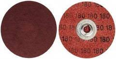 Merit Abrasives - 3" Disc Diam, 180 Grit, Aluminum Oxide Quick Change Disc - Type S Attaching System, Coated, Brown, 20,000 RPM, ALO Series - Apex Tool & Supply