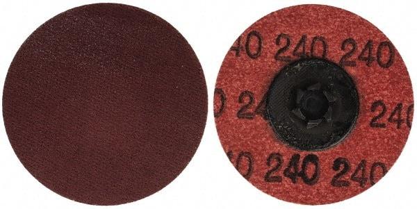 Merit Abrasives - 2" Disc Diam, 240 Grit, Aluminum Oxide Quick Change Disc - Type P Attaching System, Coated, Brown, 30,000 RPM, ALO Series - Apex Tool & Supply