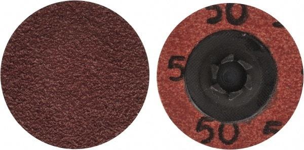Merit Abrasives - 1-1/2" Disc Diam, 50 Grit, Aluminum Oxide Quick Change Disc - Type P Attaching System, Coated, Brown, 30,000 RPM, ALO Series - Apex Tool & Supply