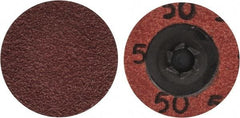 Merit Abrasives - 1-1/2" Disc Diam, 50 Grit, Aluminum Oxide Quick Change Disc - Type P Attaching System, Coated, Brown, 30,000 RPM, ALO Series - Apex Tool & Supply