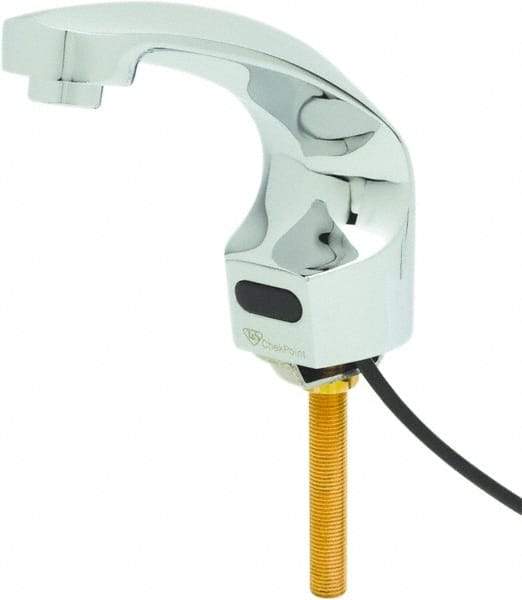 T&S Brass - Deck Plate Mounted Electronic User Adjustable Temperature Control Mixer Faucet - Powered by 120 Volt AC/DC, 5" Cast Spout, Single Hole Mounting Centers - Apex Tool & Supply