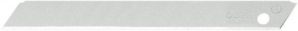 Olfa - 10 Piece Steel Utility Knife Blade - 80mm OAL, 3-5/32" Blade Length, 0.02" Blade Thickness - Apex Tool & Supply