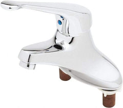 T&S Brass - Straight Handle, Deck Mounted Bathroom Faucet - One Handle, Pop Up Drain, Standard Spout - Apex Tool & Supply