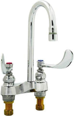 T&S Brass - Faucet Mount, Deck Mount Faucet without Spray - Two Handle, Wrist Blade Handle, Rigid Gooseneck Spout, No Drain - Apex Tool & Supply