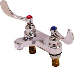 T&S Brass - Faucet Mount, Deck Mount Faucet without Spray - Two Handle, Wrist Blade Handle, Cast Basin Spout, No Drain - Apex Tool & Supply