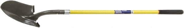 Ability One - 11" High x 8-7/8" Wide Round Steel Shovel - 48" Long Fiberglass Straight Handle - Apex Tool & Supply