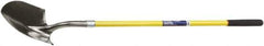 Ability One - 11" High x 9" Wide Round Steel Shovel - 48" Long Fiberglass Straight Handle - Apex Tool & Supply