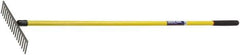 Ability One - Flat Rake with 62" Straight Fiberglass Handle - 16 Tines, 3" Tine Length - Apex Tool & Supply