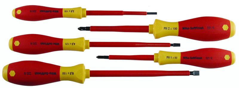 Insulated Slotted Screwdriver 3.0; 4.5; 6.5mm & Phillips # 1 & # 2. 5 Piece Set - Apex Tool & Supply