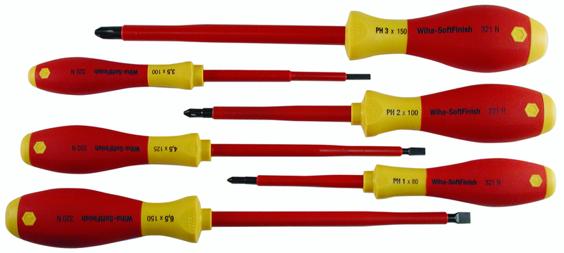 Insulated Slotted Screwdriver 3.4; 4.5; 6.5mm & Phillips # 1; 2 & 3. 6 Piece Set - Apex Tool & Supply