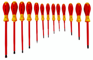 Insulated Slotted Screwdriver 2.0; 2.5; 3.0; 3.5; 4.5; 5.5; 6.5; 8.0; 10.0mm & Phillips # 0; 1; 2; 3. 13 Piece Set - Apex Tool & Supply