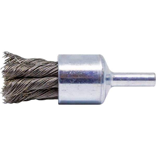 Brush Research Mfg. - 3/4" Brush Diam, Knotted, End Brush - 1/4" Diam Steel Shank, 20,000 Max RPM - Apex Tool & Supply