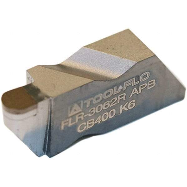 Tool-Flo - 3062FLR Grade CB400, 3.18mm Cutting Width PCBN Grooving Insert - 0.18" Max Depth of Cut, Right Hand, 1/16" Corner Radius - Apex Tool & Supply