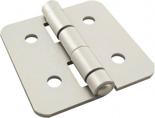 80/20 Inc. - 3" Long x 3" Wide x 3.18mm Thick, Aluminum Door Hinge - Aluminum, Clear Anodized Finish - Apex Tool & Supply