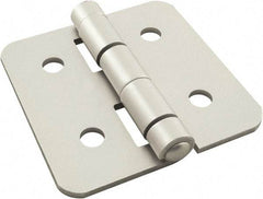 80/20 Inc. - 3" Long x 3" Wide x 3.18mm Thick, Aluminum Door Hinge - Aluminum, Clear Anodized Finish - Apex Tool & Supply