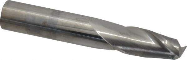 SGS - 15/32", 1" LOC, 1/2" Shank Diam, 3" OAL, 2 Flute, Solid Carbide Square End Mill - Single End, Uncoated, Spiral Flute, 30° Helix, Centercutting, Right Hand Cut, Right Hand Flute, Series 3 - Apex Tool & Supply